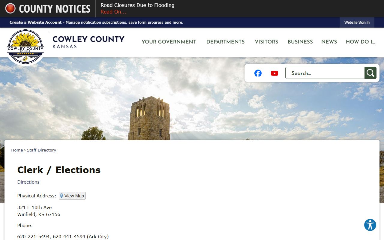 Cowley County Clerk of the District Court records county clerk directory distinction