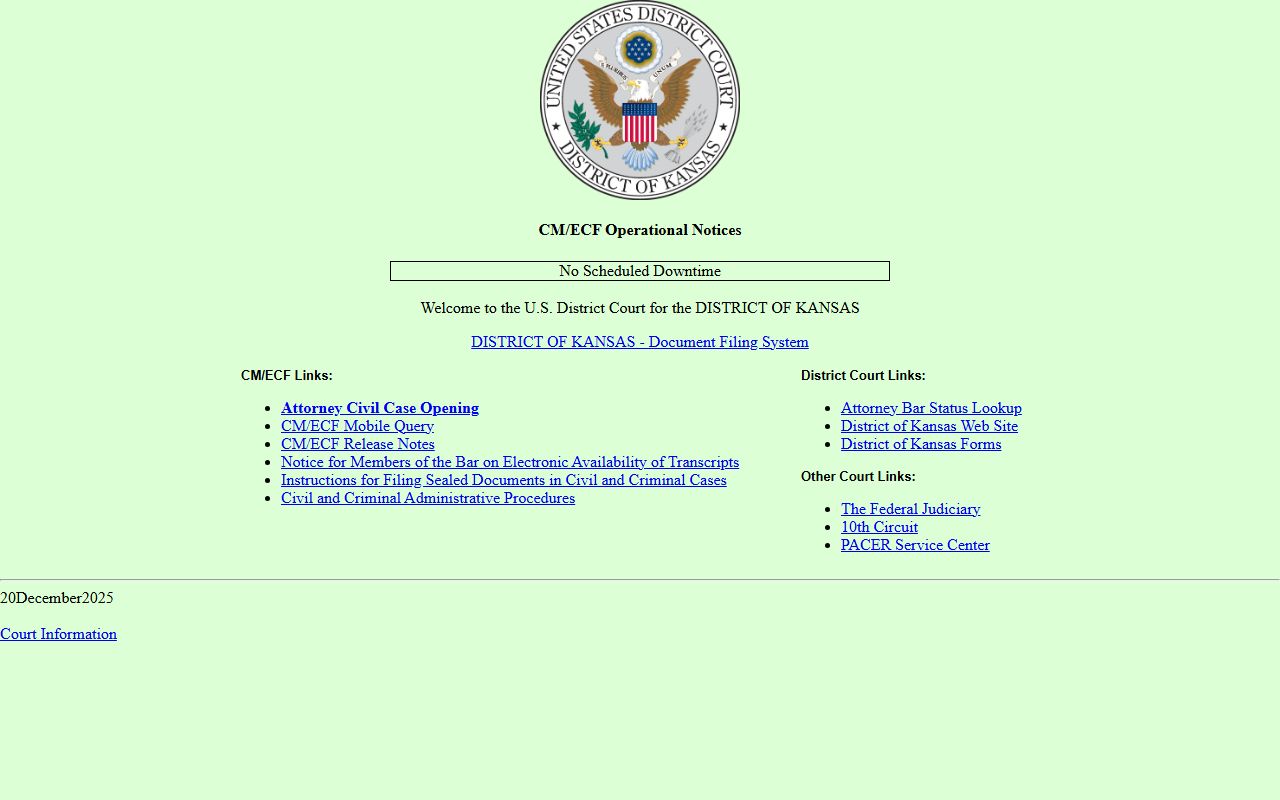 Cowley County Clerk of the District Court records federal CM ECF access