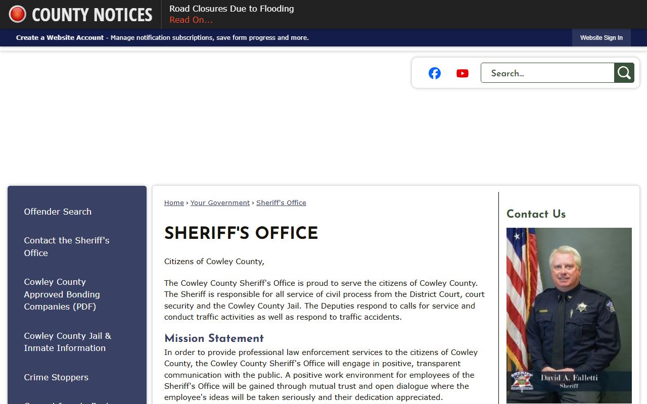 Cowley County arrest records and Sheriff's Office information