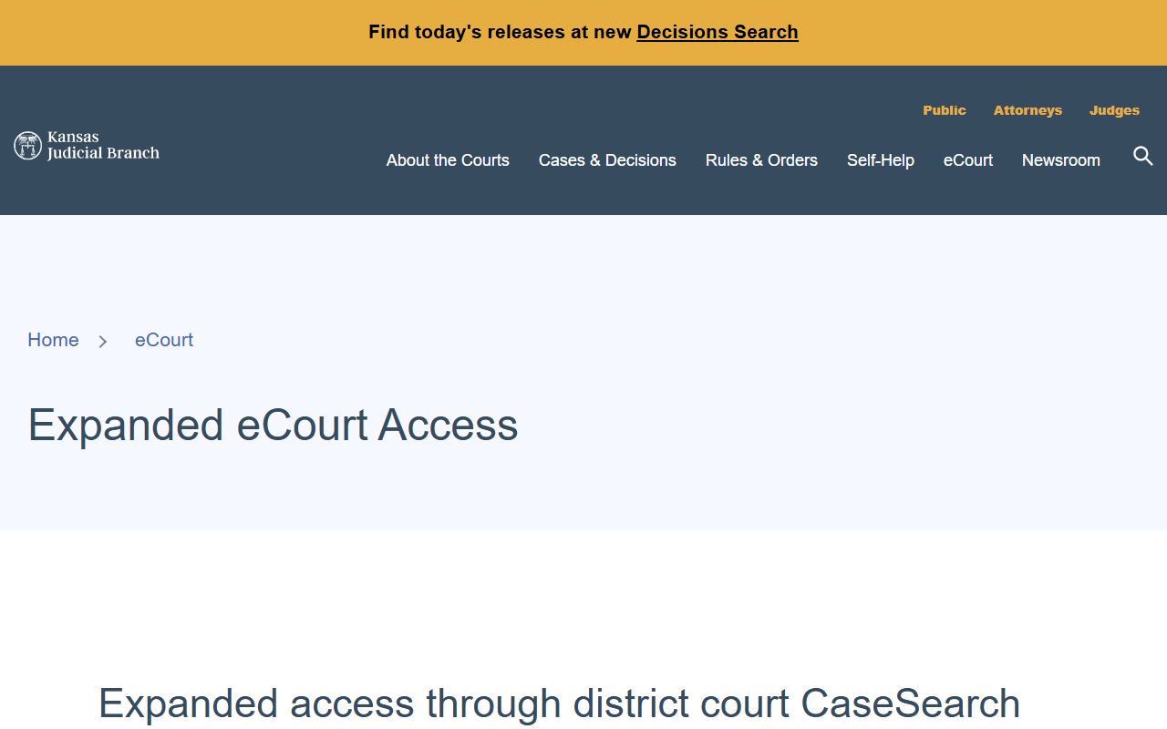 Cowley County court records expanded Kansas eCourt access