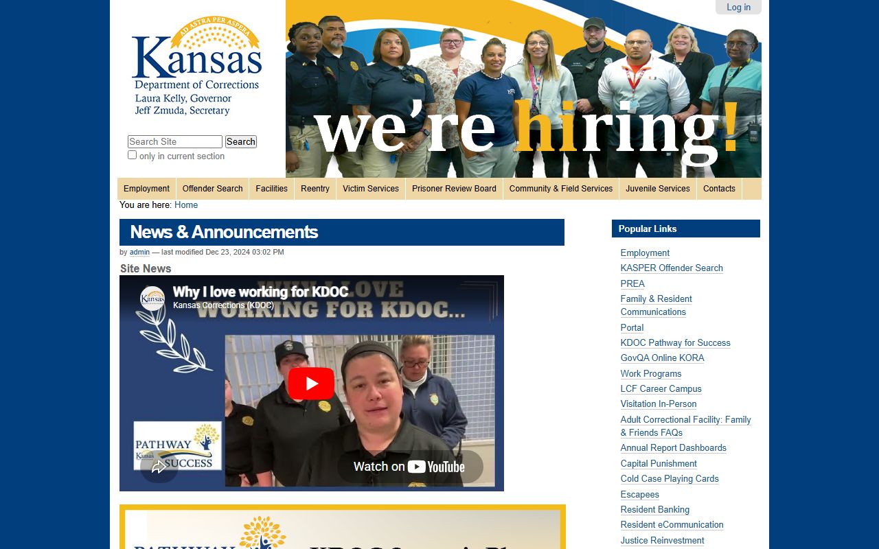 Cowley County criminal court records Kansas Department of Corrections