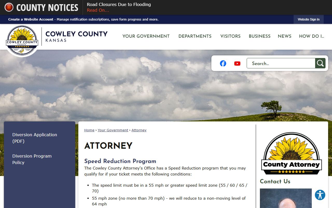 Cowley County criminal court records County Attorney page