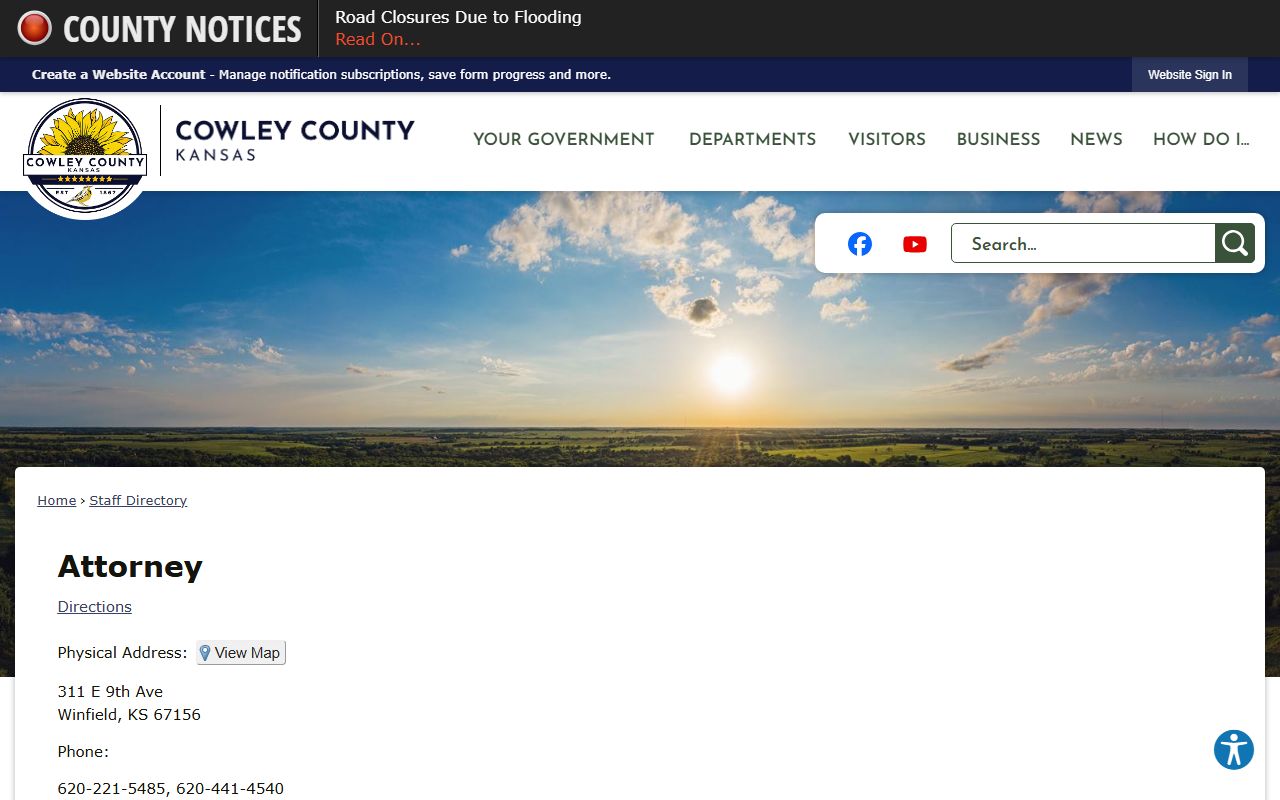 Cowley County criminal court records County Attorney directory