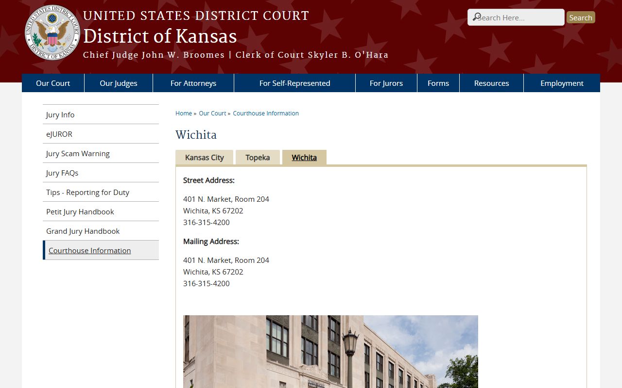 Cowley County District Court records Wichita federal courthouse