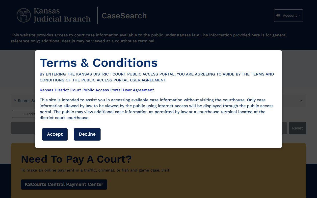 Cowley County court records Kansas CaseSearch portal