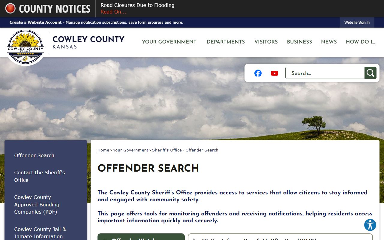 Cowley County inmate records and offender search resources