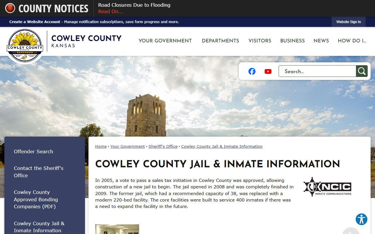 Cowley County inmate search and jail information