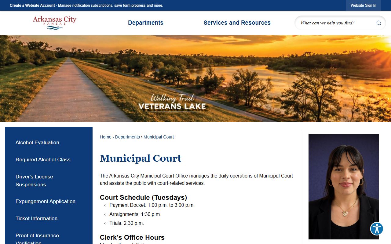 Cowley County traffic records Arkansas City Municipal Court page